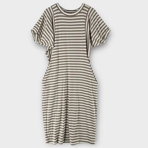 Nordstrom Brown and White Striped Midi Dress